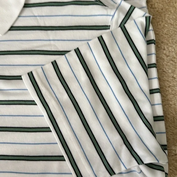 Men’s short sleeve, white striped polo.  NWT.  Eddie Bauer. - Picture 4 of 5